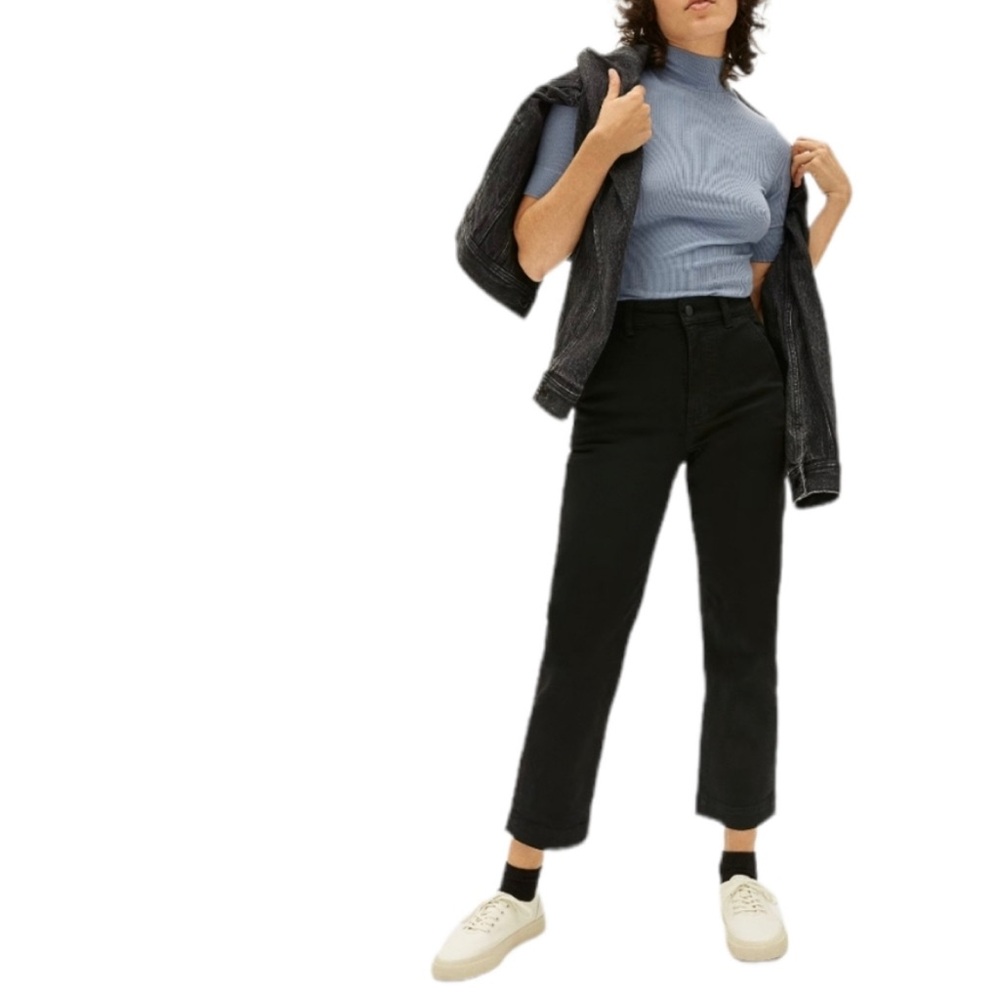 Everlane Straight Leg Crop Short High Rise Black Jeans